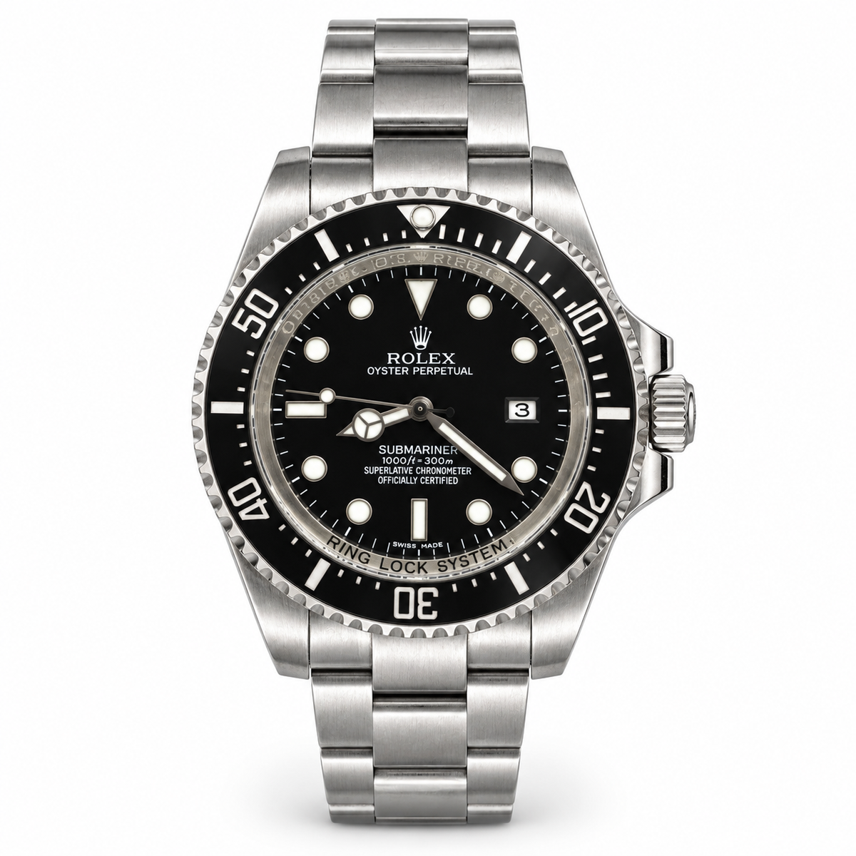 Rolex Datejust Two Tone Black Diamond Dial Fluted Bezel